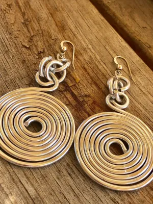 Silver Round Disk Aluminum Wire Earrings with sterling silver ear wire