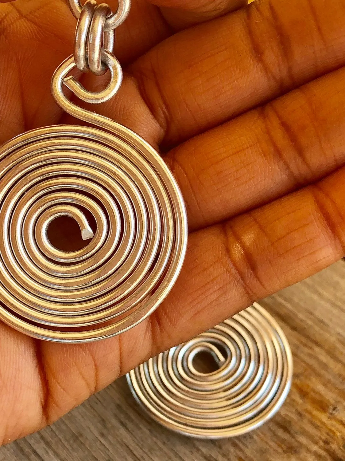 Silver Round Disk Aluminum Wire Earrings with sterling silver ear wire