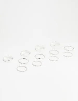 Silver Thick Simple Stacking Rings 12-Pack