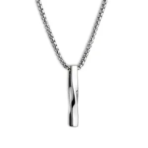 Silver Twisted Bar Pendant Necklace