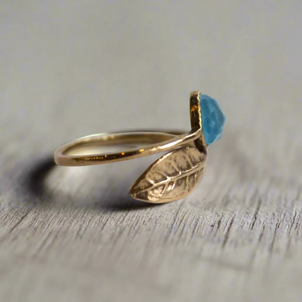 Simple Bronze Jade Leaf Ring - Gone With The Wind.