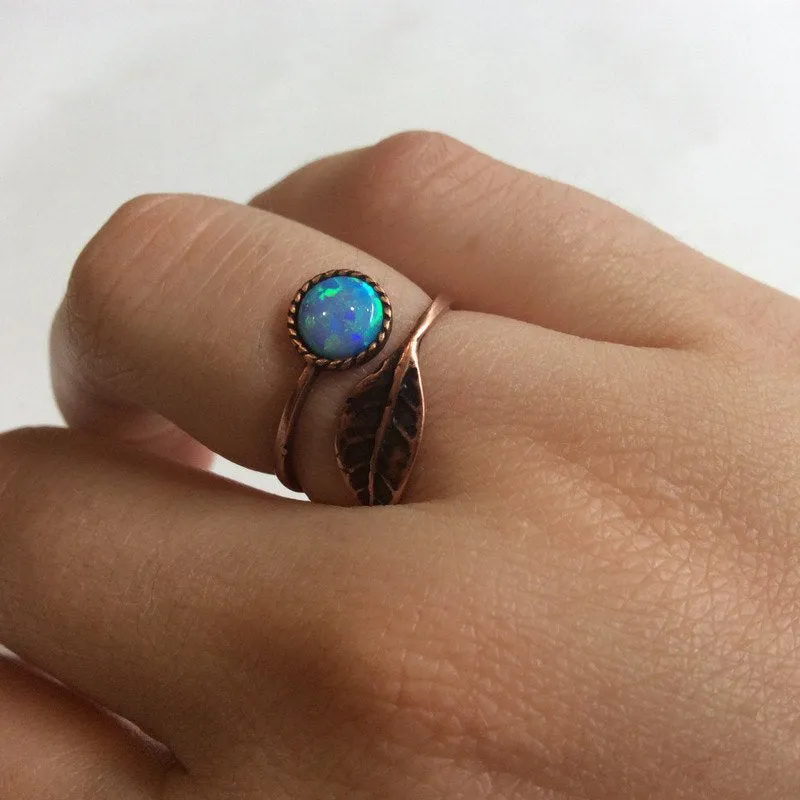 Simple Bronze Jade Leaf Ring - Gone With The Wind.