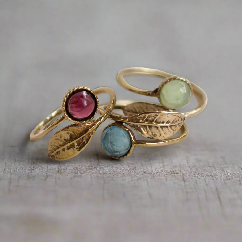 Simple Bronze Jade Leaf Ring - Gone With The Wind.