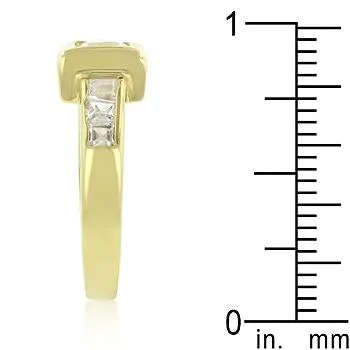 Simple Golden Square Bezel Cubic Zirconia Ring