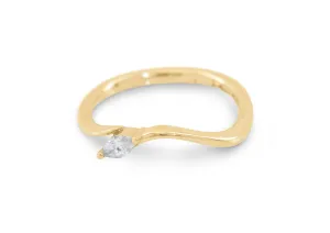 Simple Marquise Diamond Elvish Vine Wedding Band, Yellow Gold