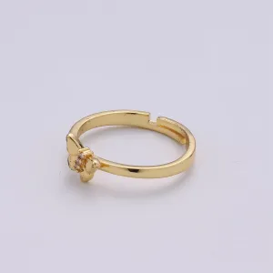 Simple Minimalist Golden Butterfly Gold Filled Adjustable Ring R-035