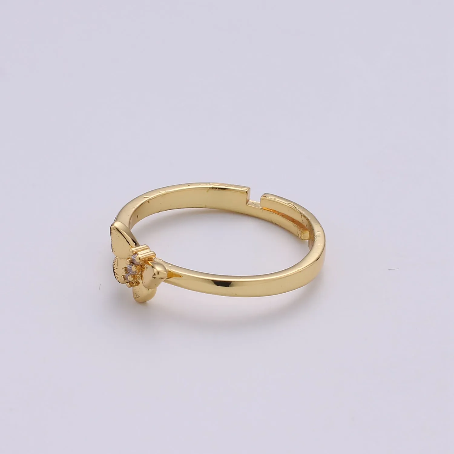 Simple Minimalist Golden Butterfly Gold Filled Adjustable Ring R-035