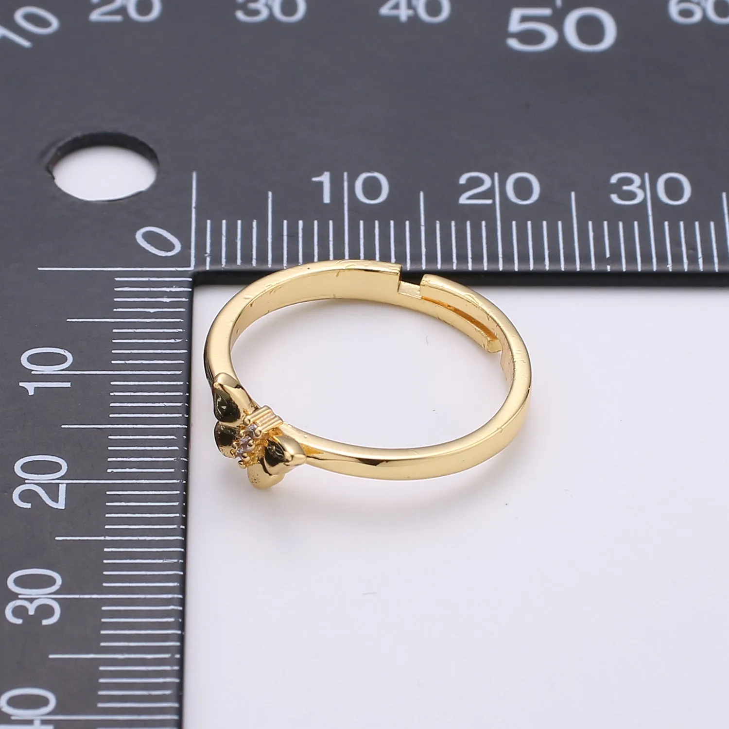 Simple Minimalist Golden Butterfly Gold Filled Adjustable Ring R-035