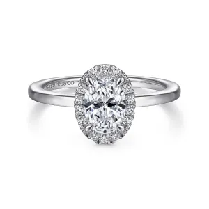 Simple Oval Cut Halo Diamond Engagement Ring Mounting