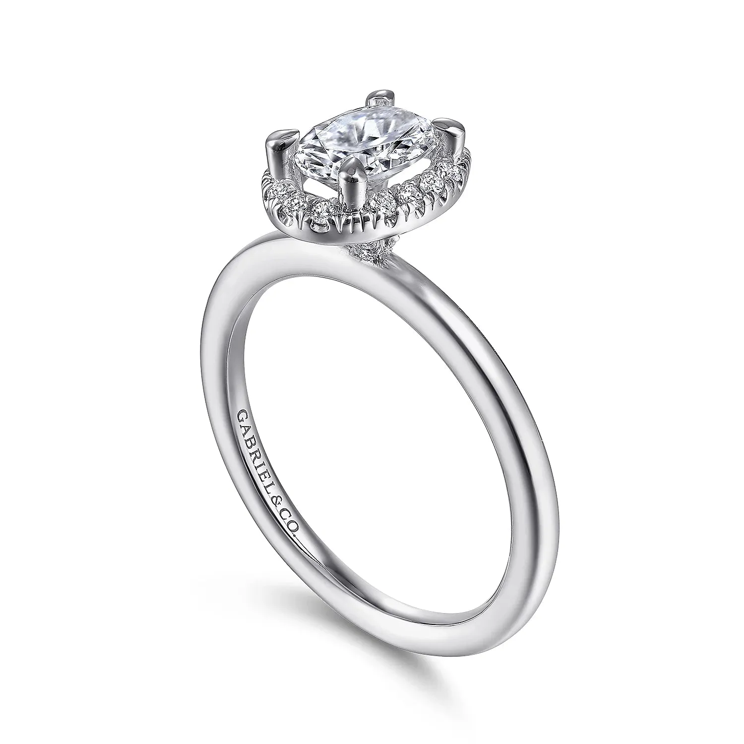 Simple Oval Cut Halo Diamond Engagement Ring Mounting