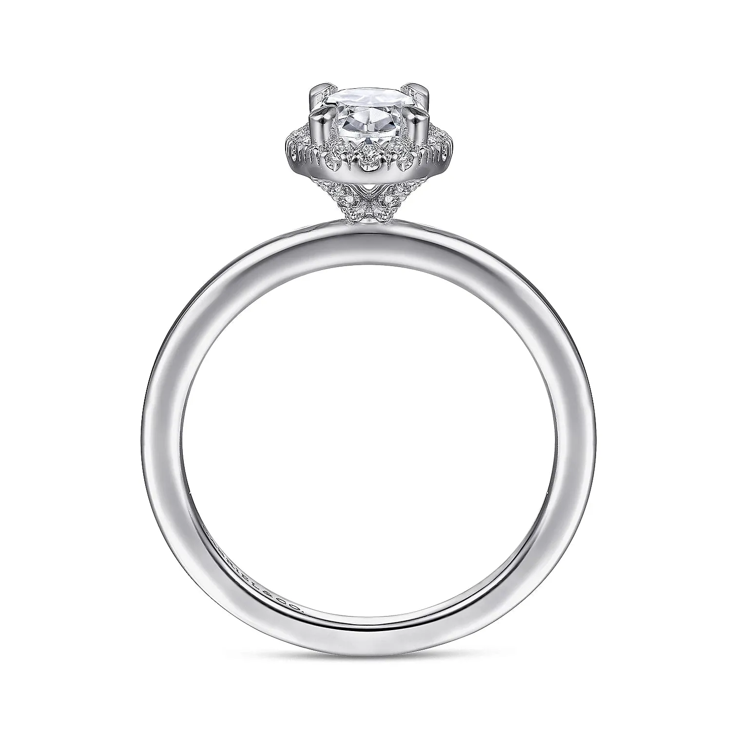 Simple Oval Cut Halo Diamond Engagement Ring Mounting