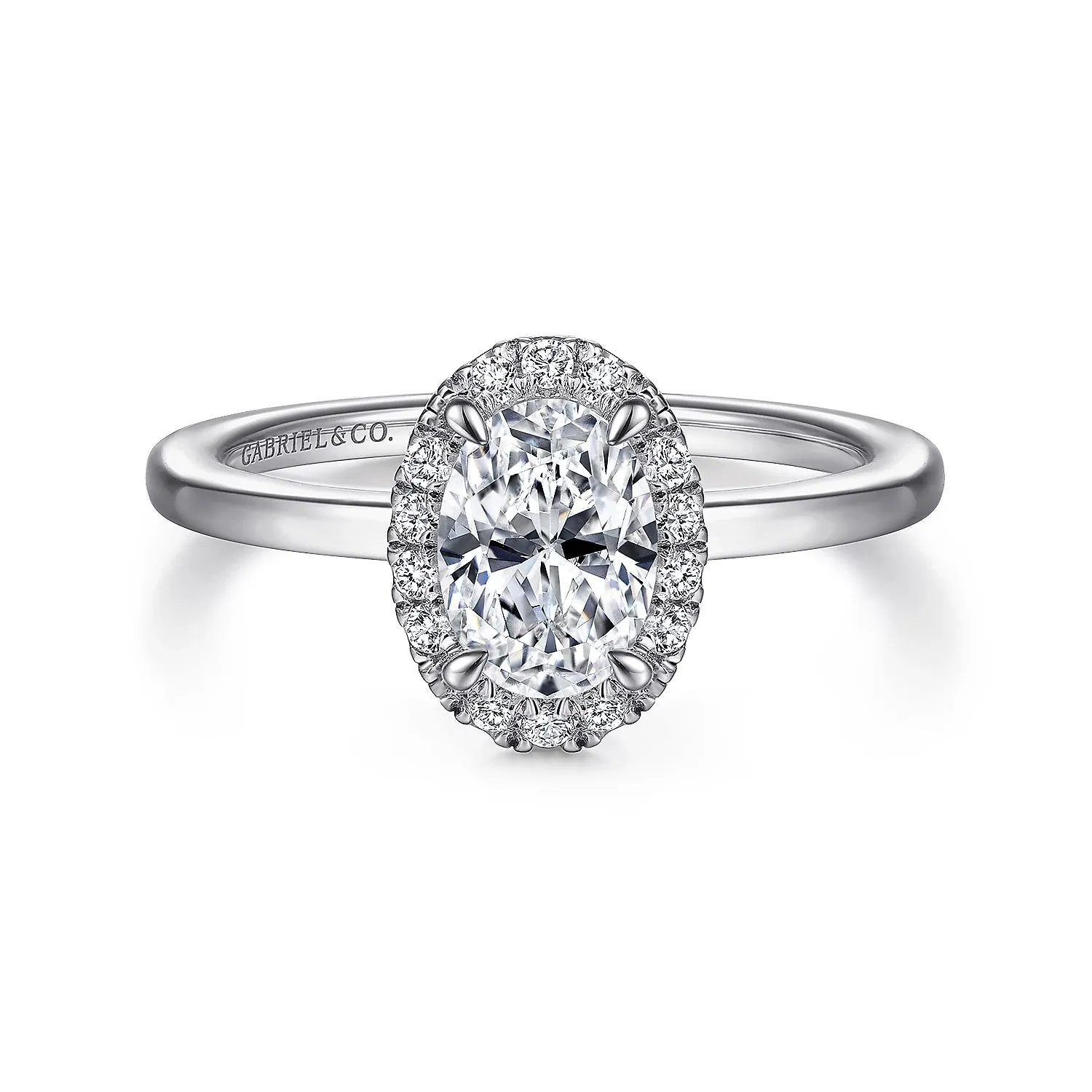 Simple Oval Cut Halo Diamond Engagement Ring Mounting