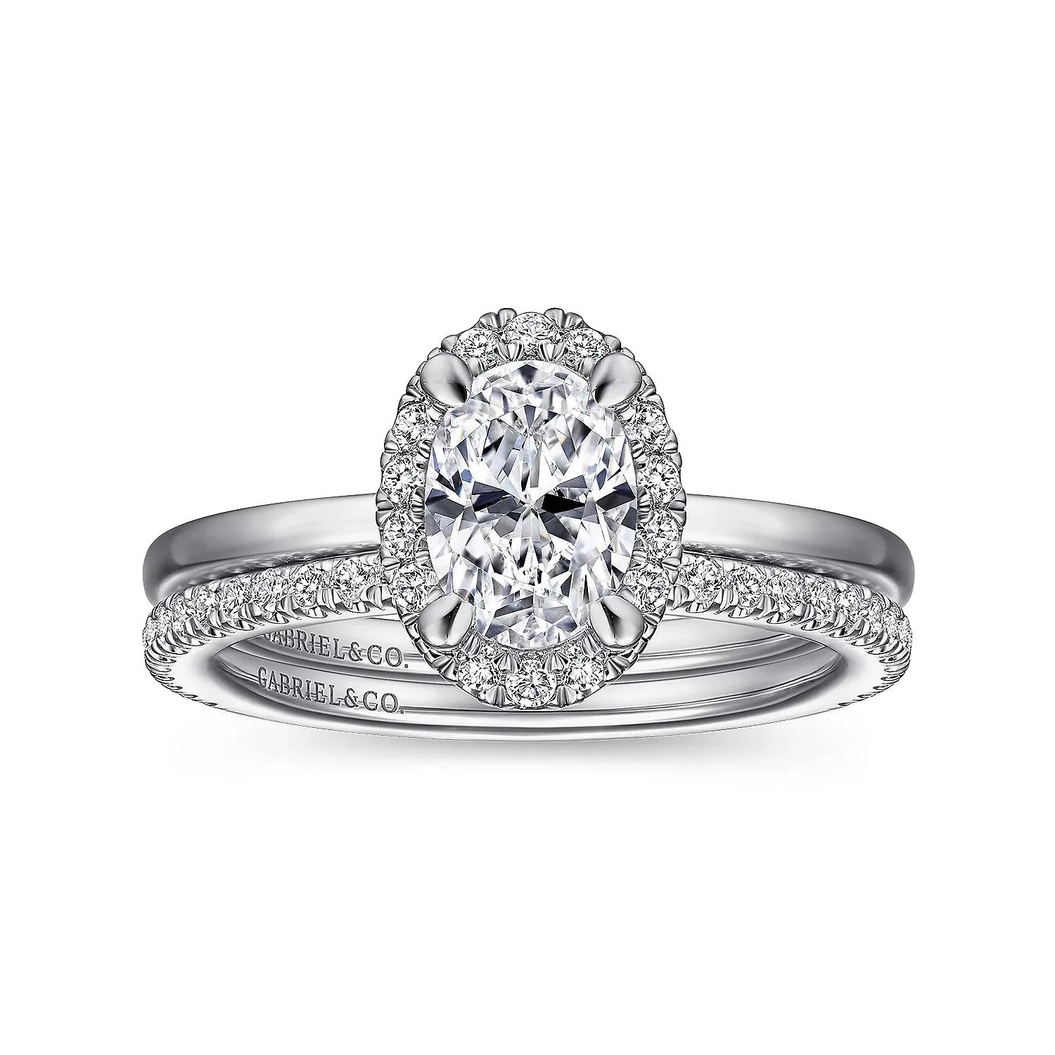 Simple Oval Cut Halo Diamond Engagement Ring Mounting