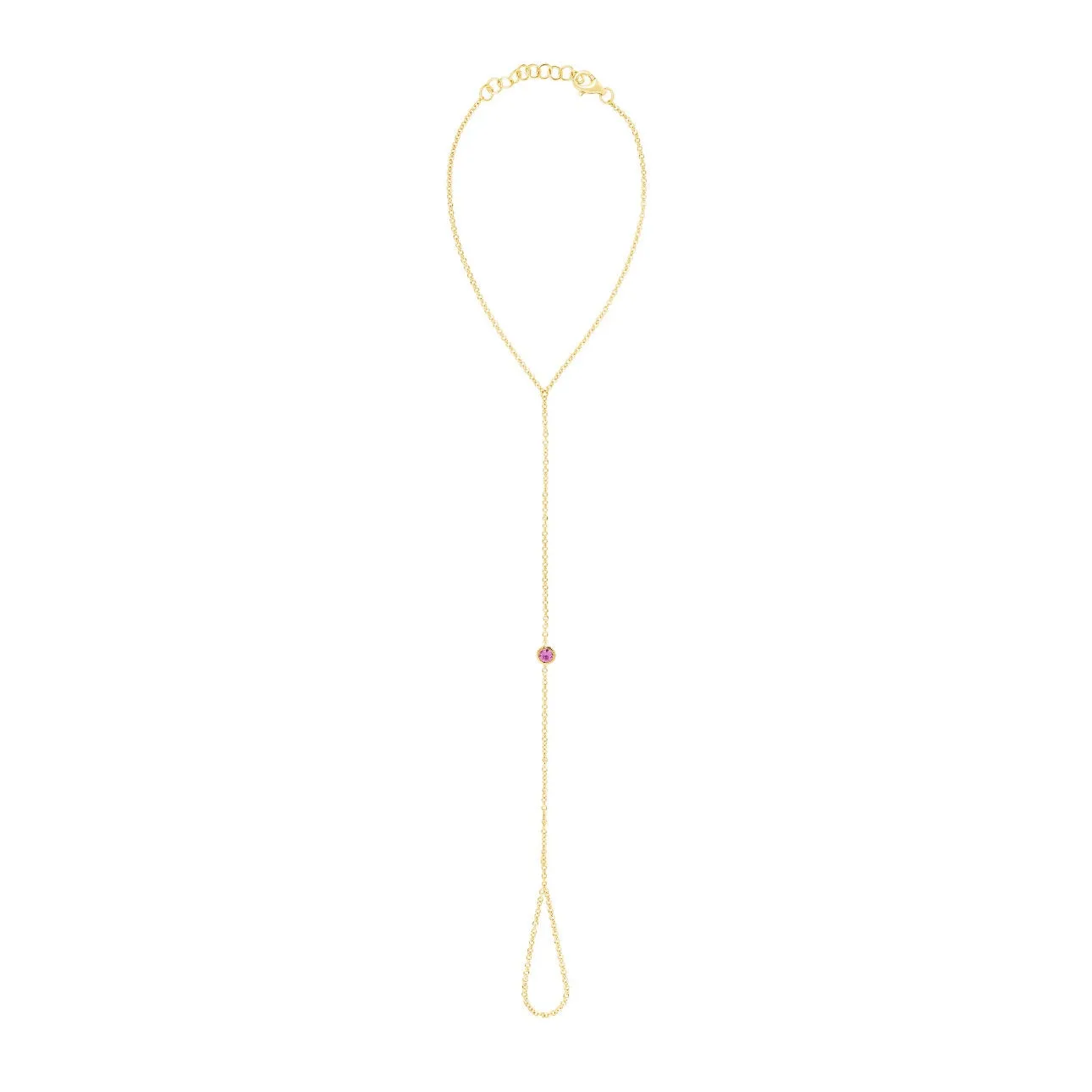 Single Bezel Gemstone Hand Chain Bracelet