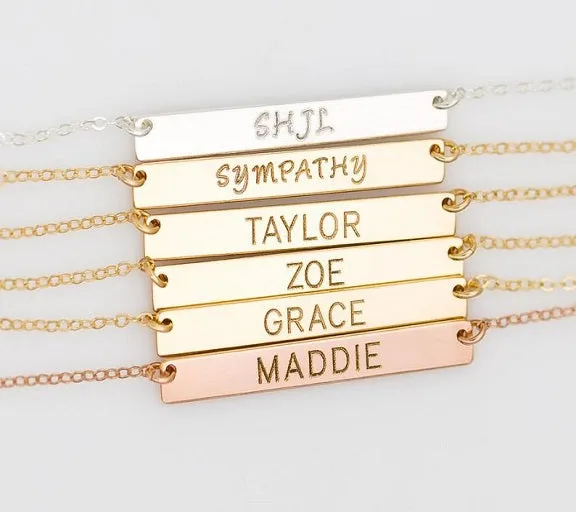 Skinny Gold Bar Necklace, 1.25" Bar