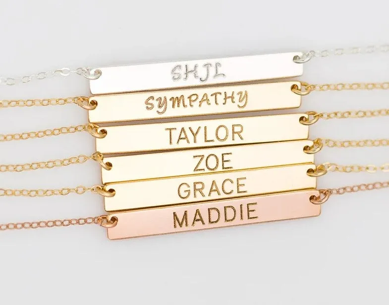 Skinny Gold Bar Necklace, 1.25" Bar