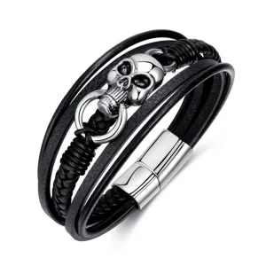 Skull Bracelet Multilayer PU Leather Vintage Style