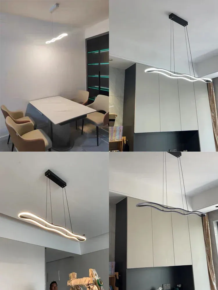 Sleek Modern Restaurant Chandelier - Nordic Wave Design for Dining Rooms, Bars, and Offices