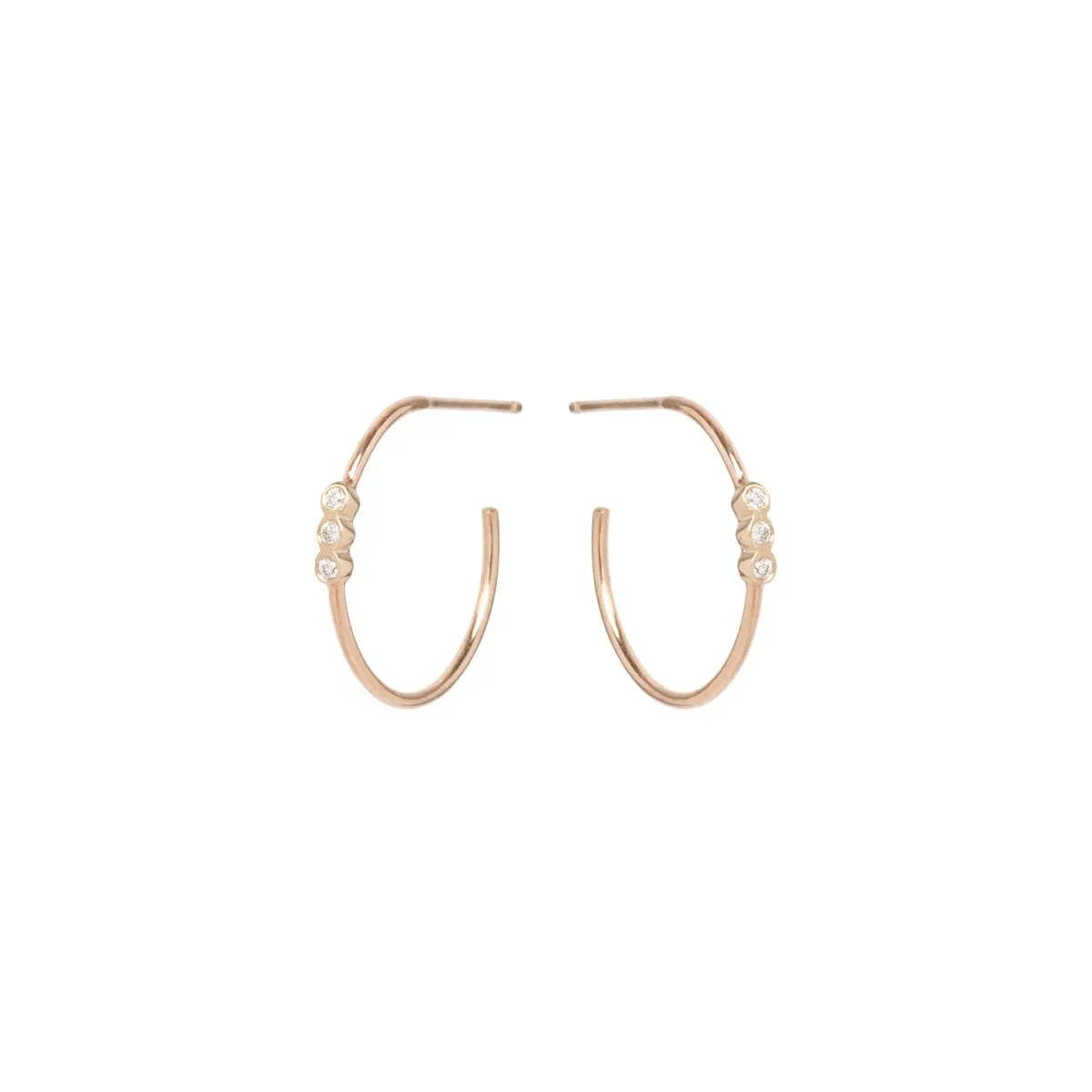 Small Bezel Set Diamond Hoops
