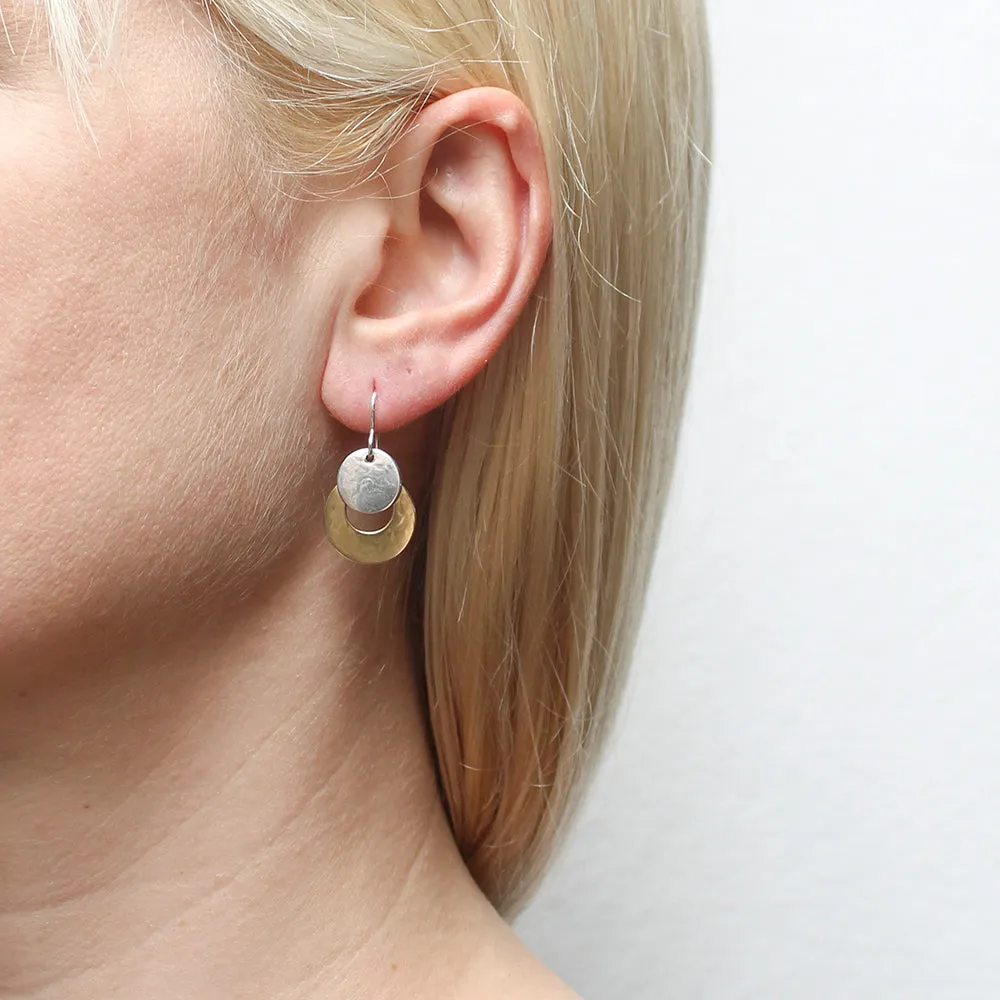 Small Disc with Crescent Wire Earrings