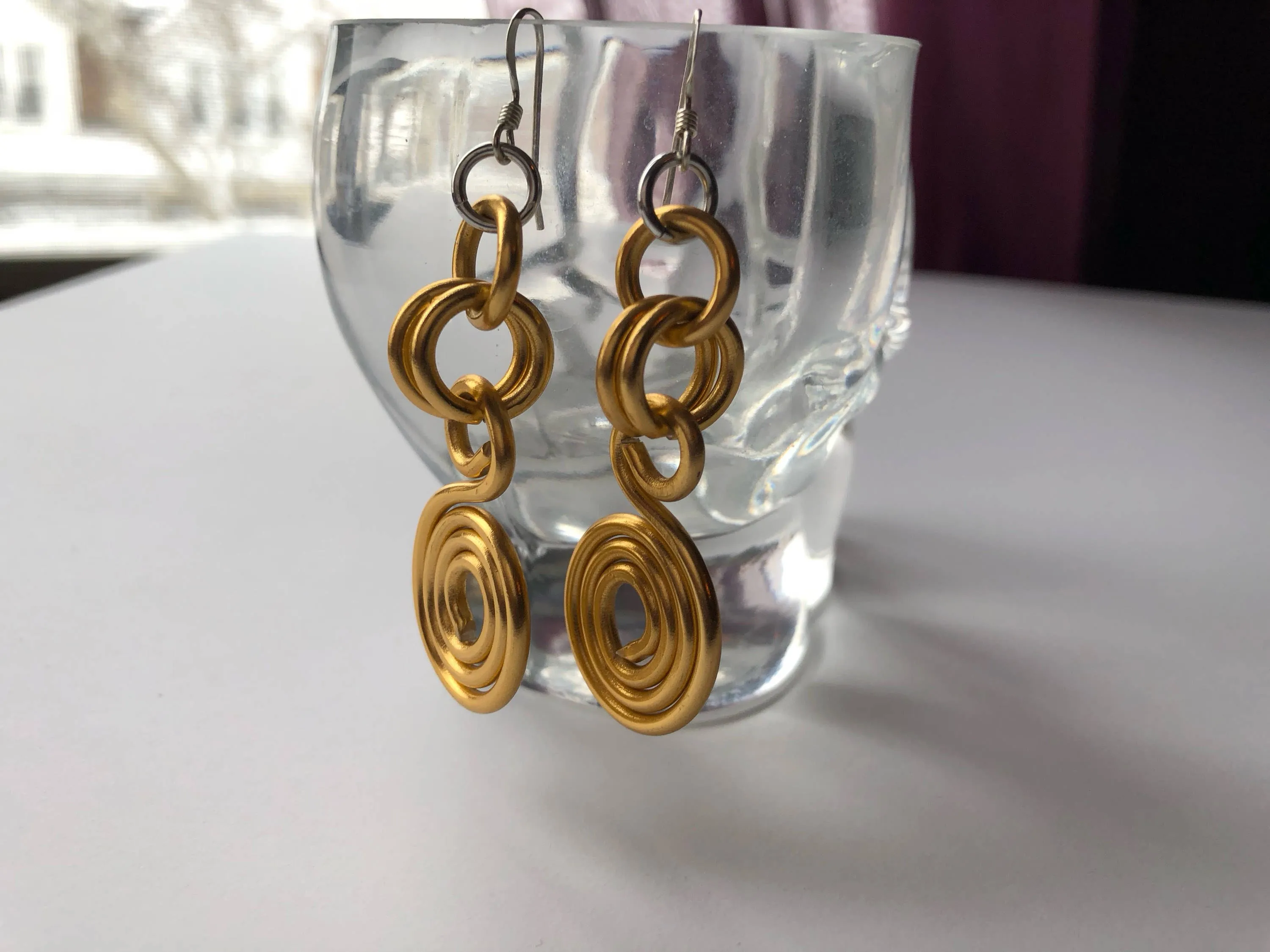 Small Gold Wire Earrings, Aluminum Wire Earrings, Round Earrings