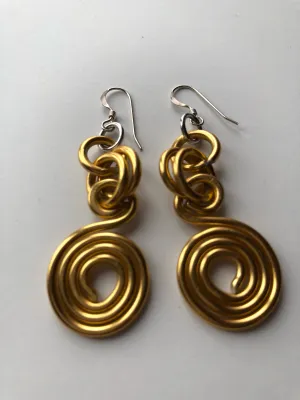 Small Gold Wire Earrings, Aluminum Wire Earrings, Round Earrings