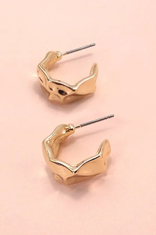 Small Hammered Hoop Earrings