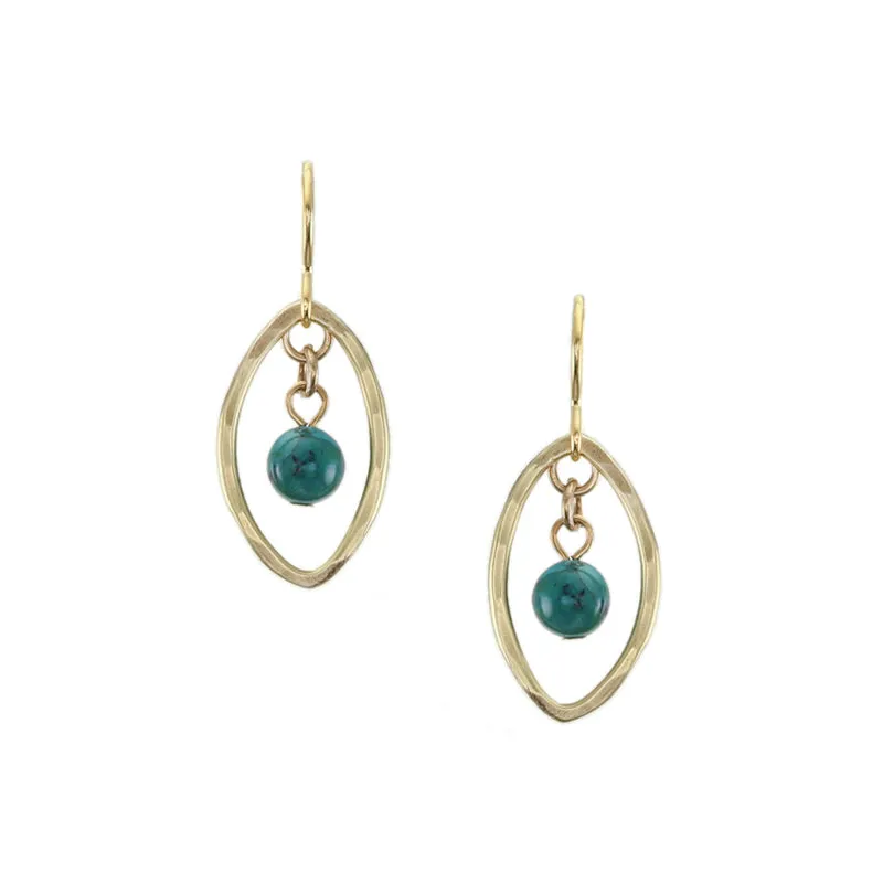 Small Leaf Ring with Turquoise Bead Wire Earrings