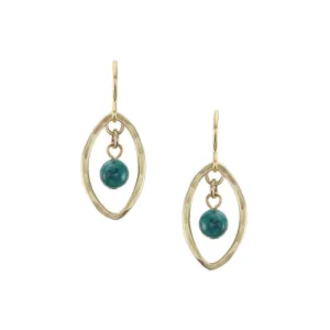 Small Leaf Ring with Turquoise Bead Wire Earrings