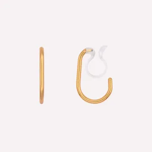 SMALL OVAL HOOP CLIP-ON EARRINGS IN GOLD