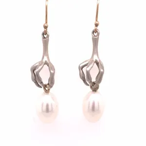 Small Pearl Claw Drop Earrings