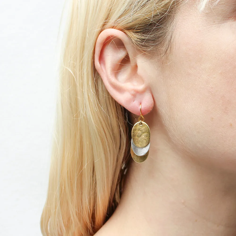 Small Stacked Dished Ovals Wire Earrings
