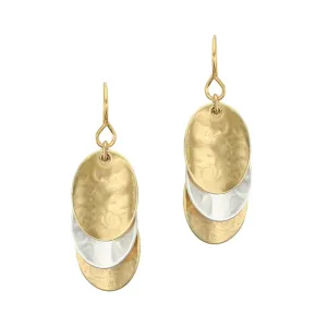 Small Stacked Dished Ovals Wire Earrings