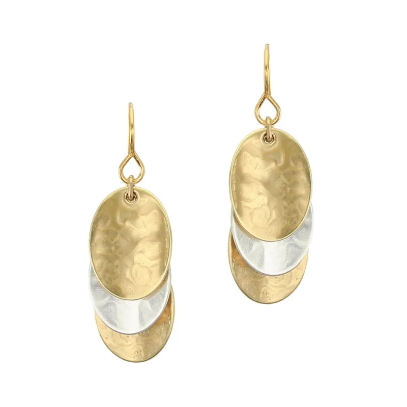 Small Stacked Dished Ovals Wire Earrings