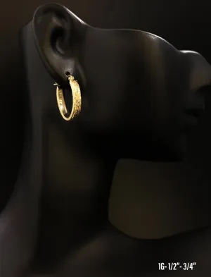 Small textured hoop earrings 10K solid gold