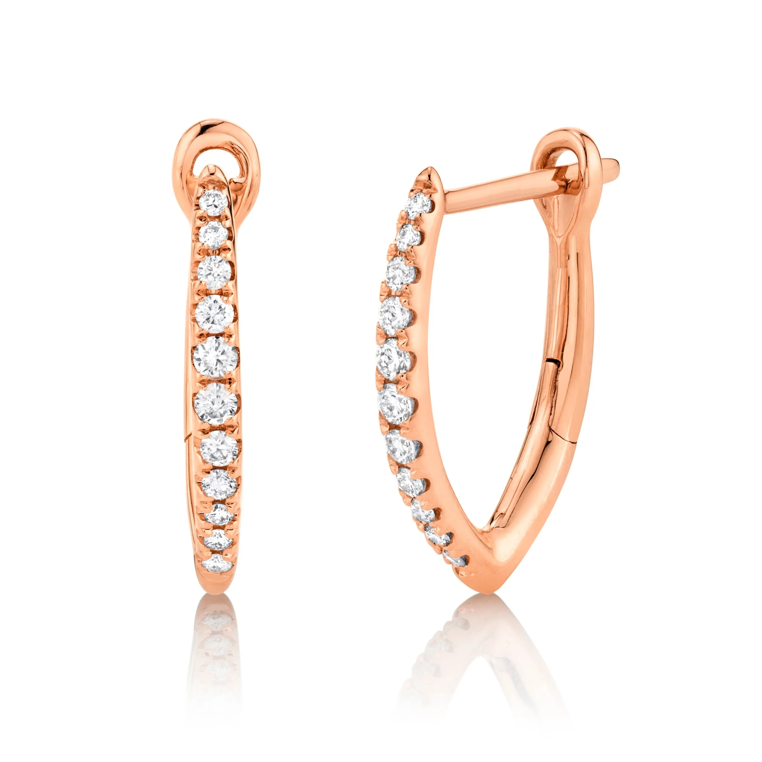 Small Wishbone Diamond Hoop Earrings