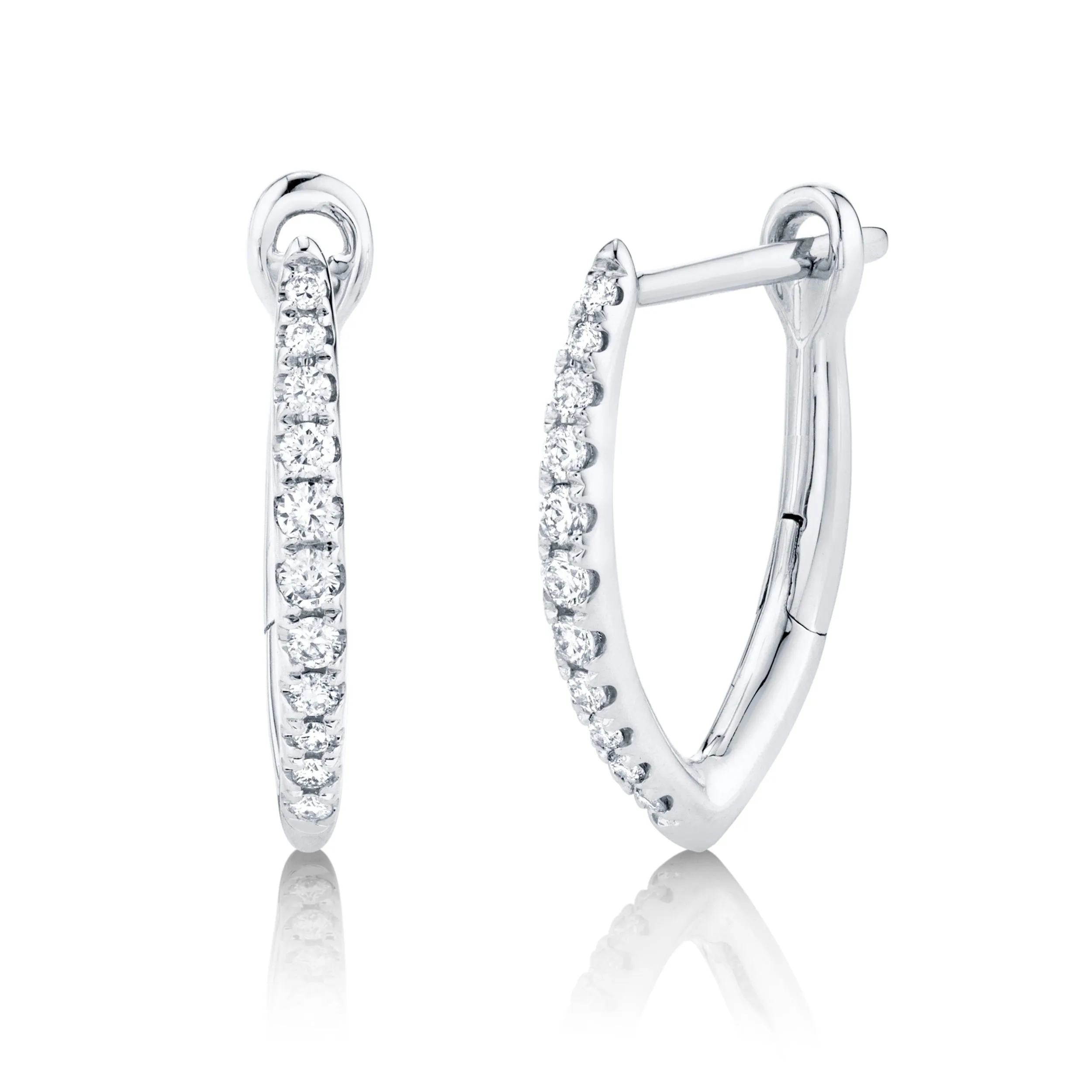 Small Wishbone Diamond Hoop Earrings