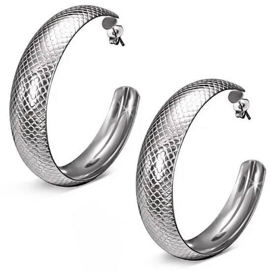 Snake Face Hoops Silver