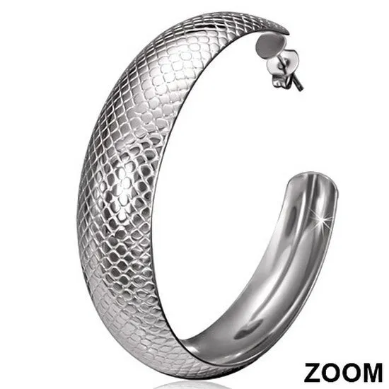 Snake Face Hoops Silver