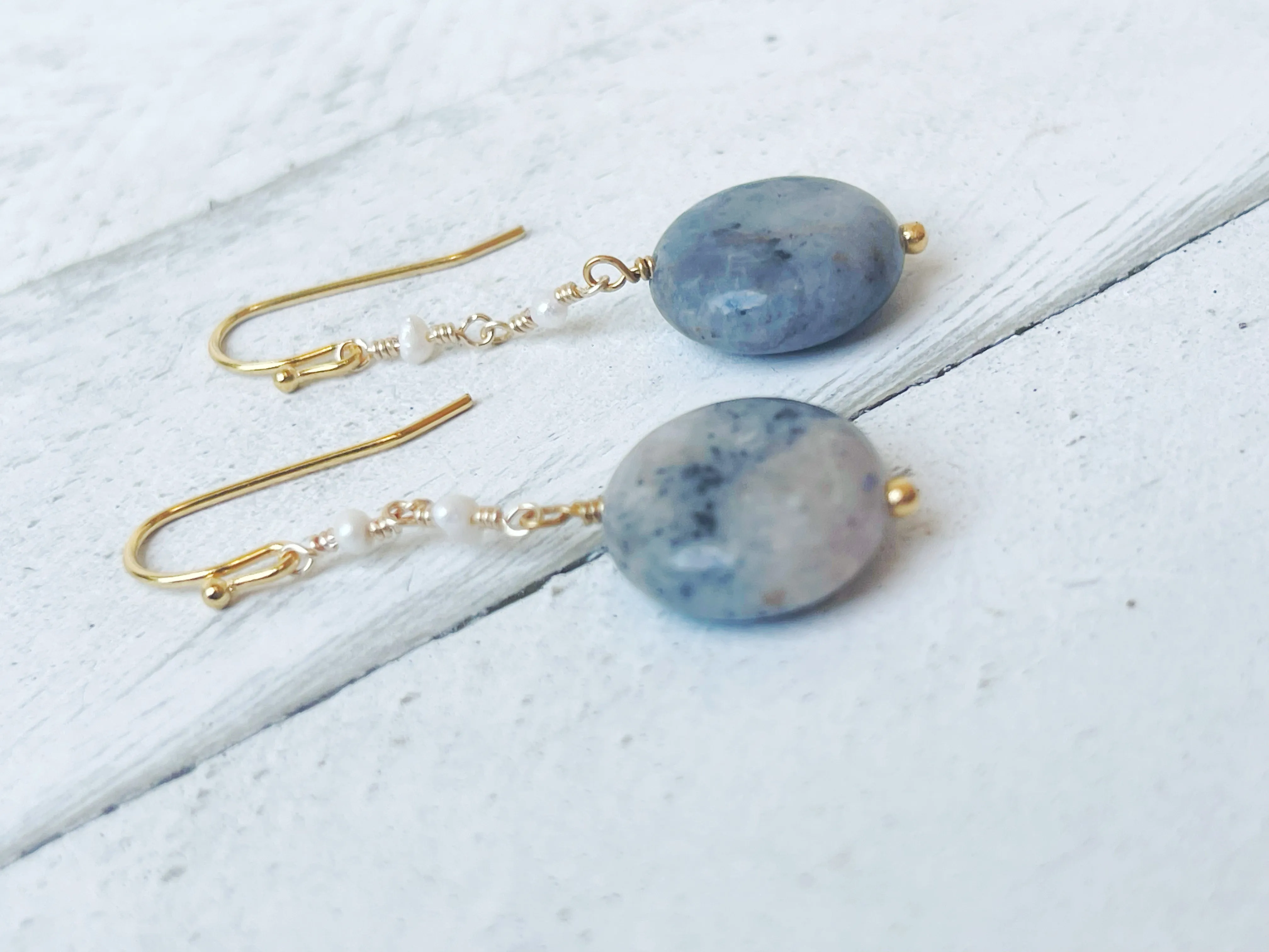 Sodalite & Pearl Earrings