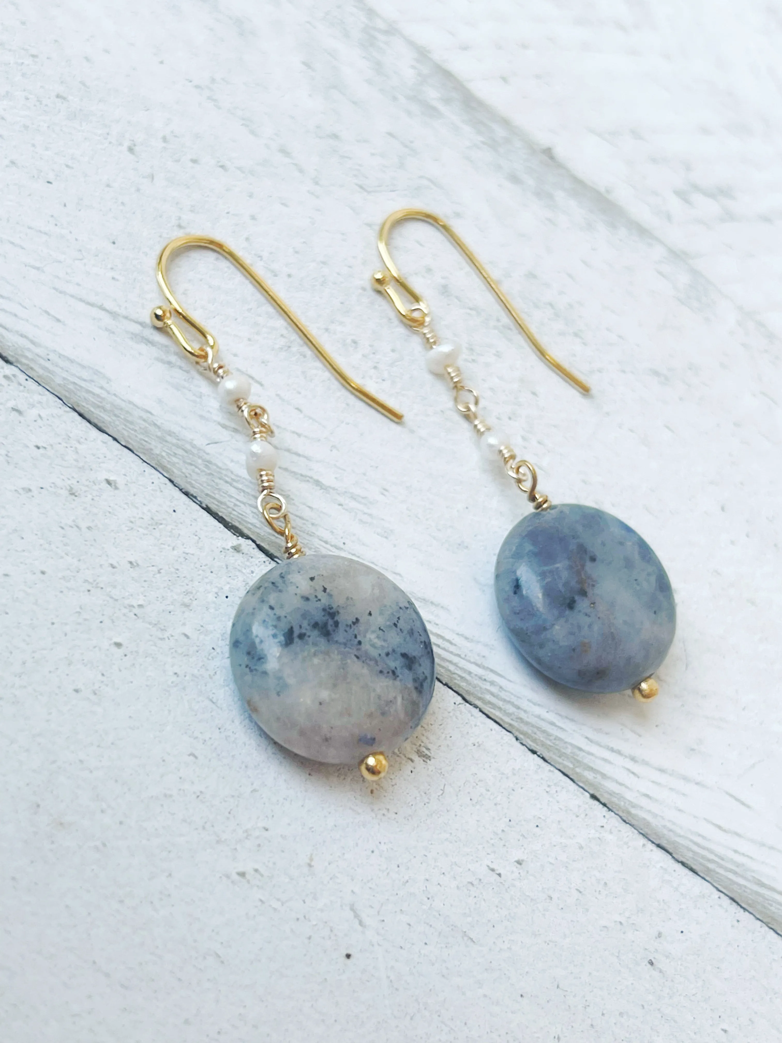 Sodalite & Pearl Earrings