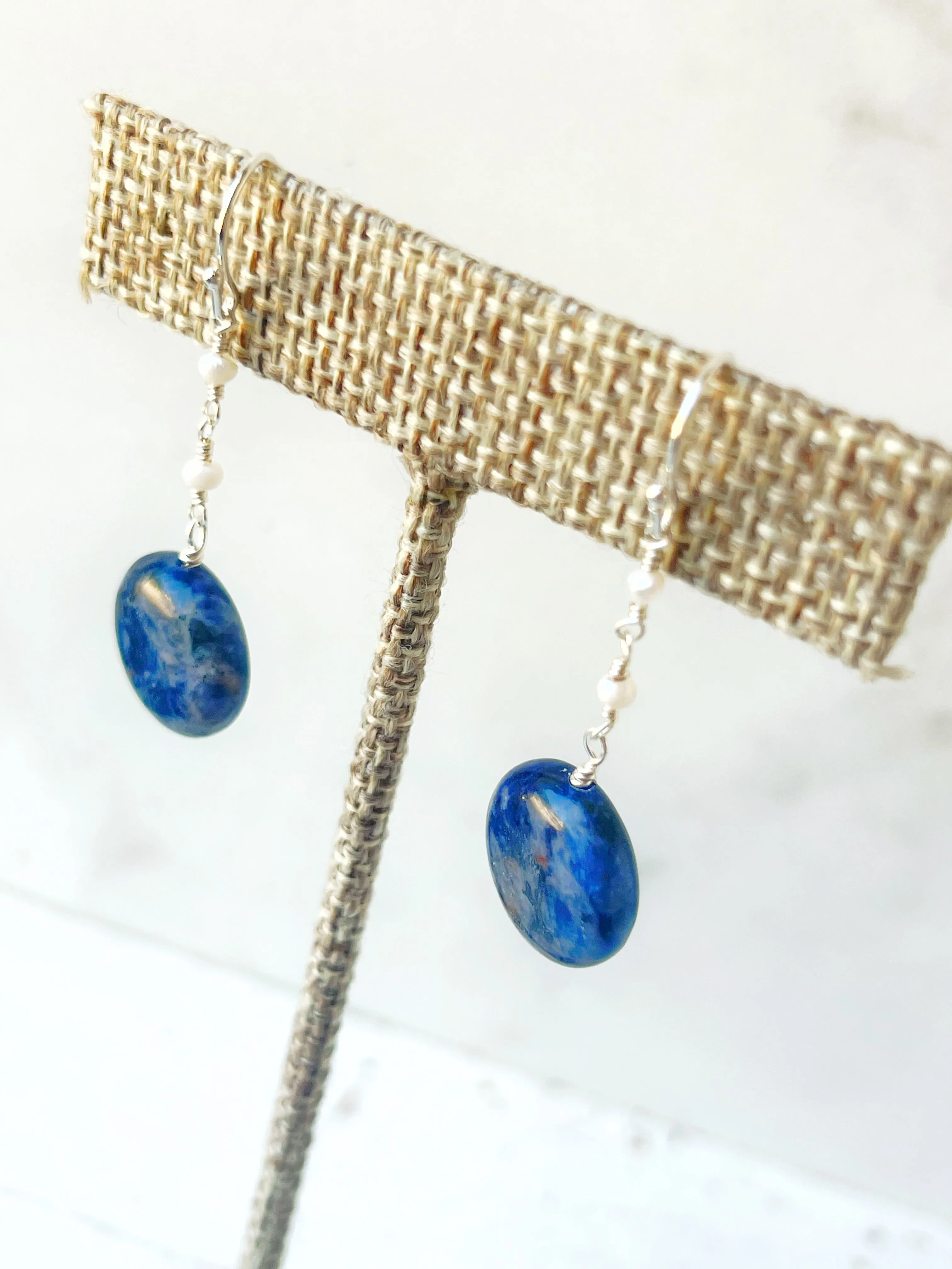 Sodalite & Pearl Earrings