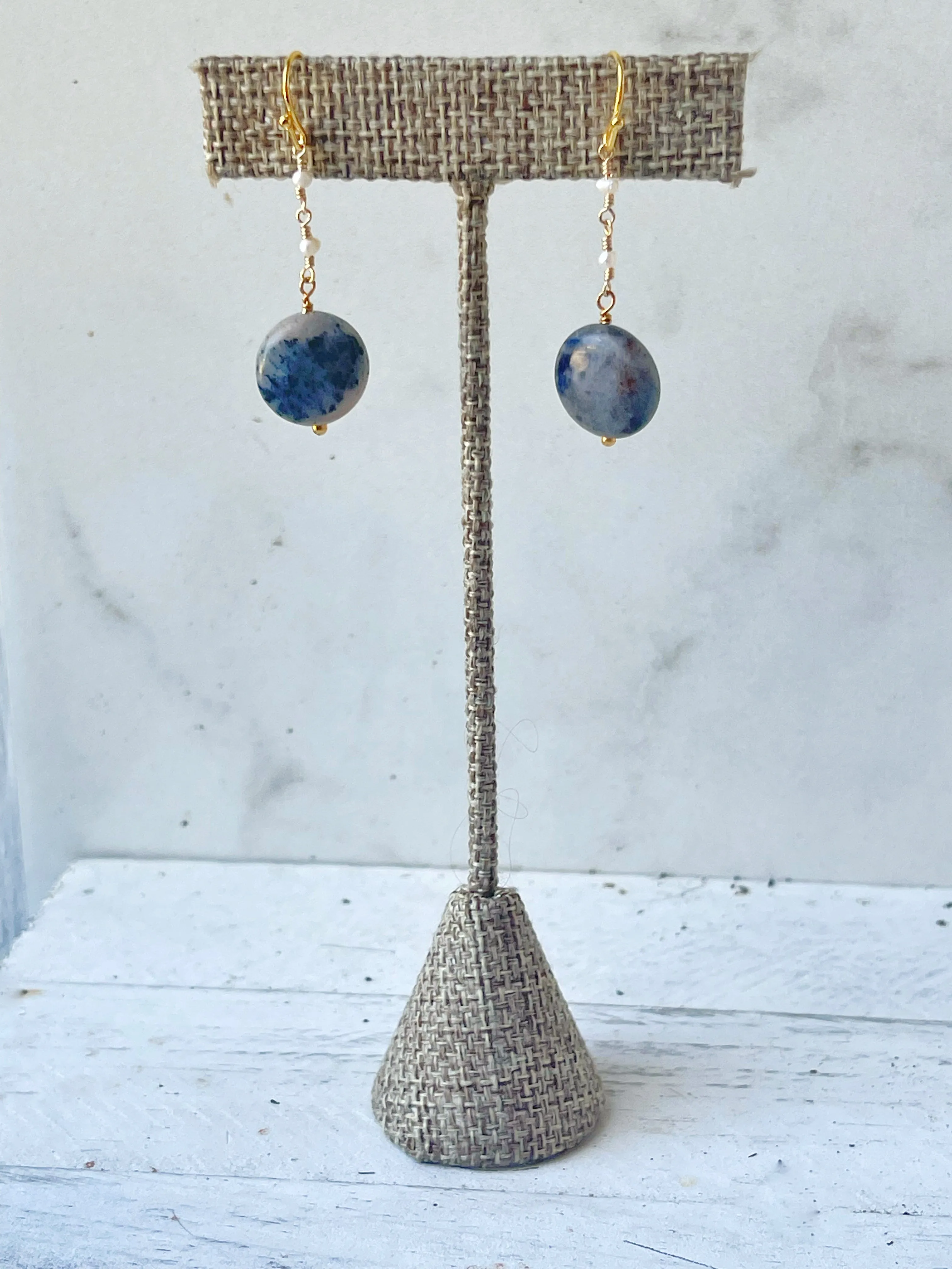 Sodalite & Pearl Earrings
