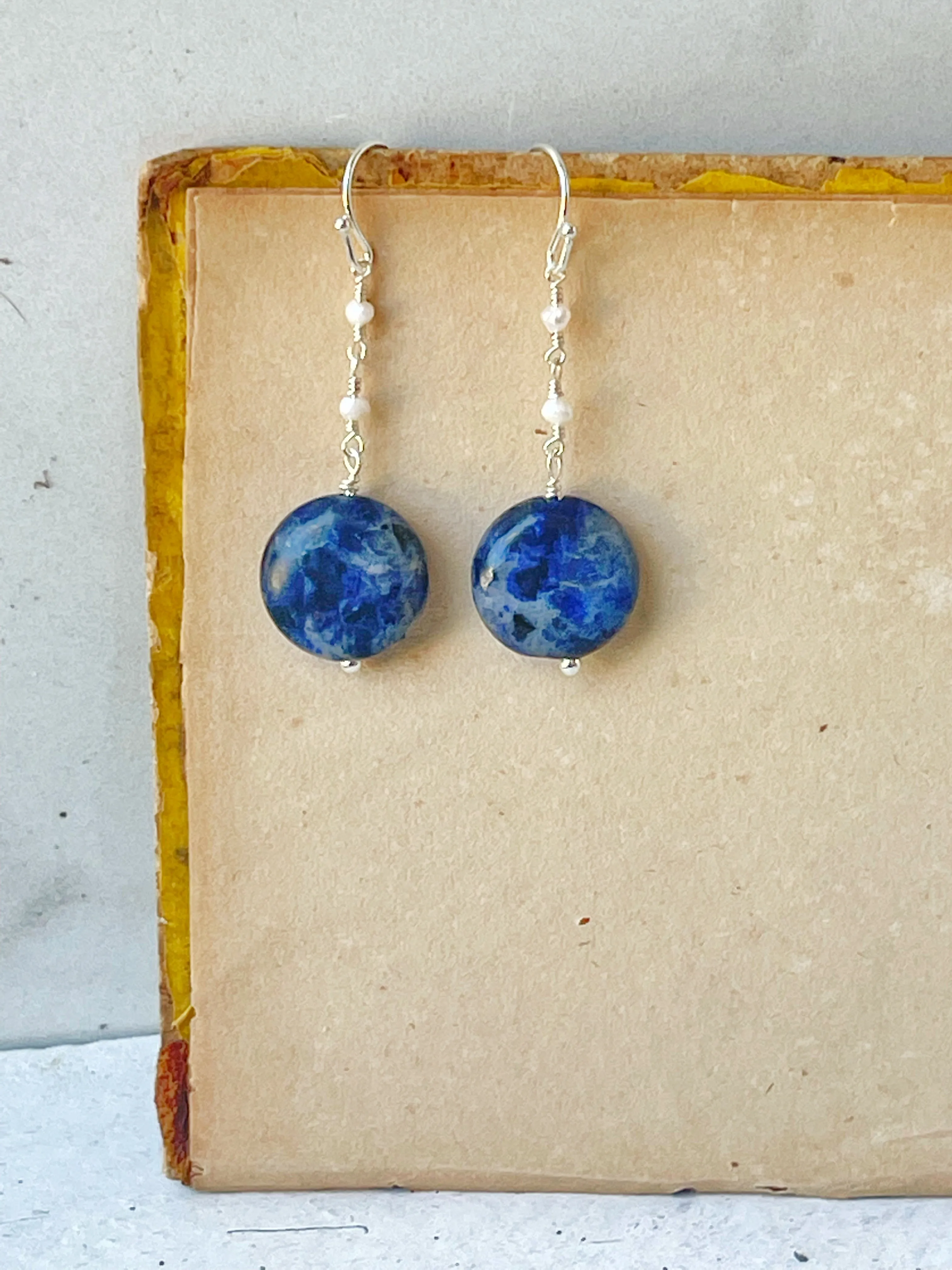 Sodalite & Pearl Earrings
