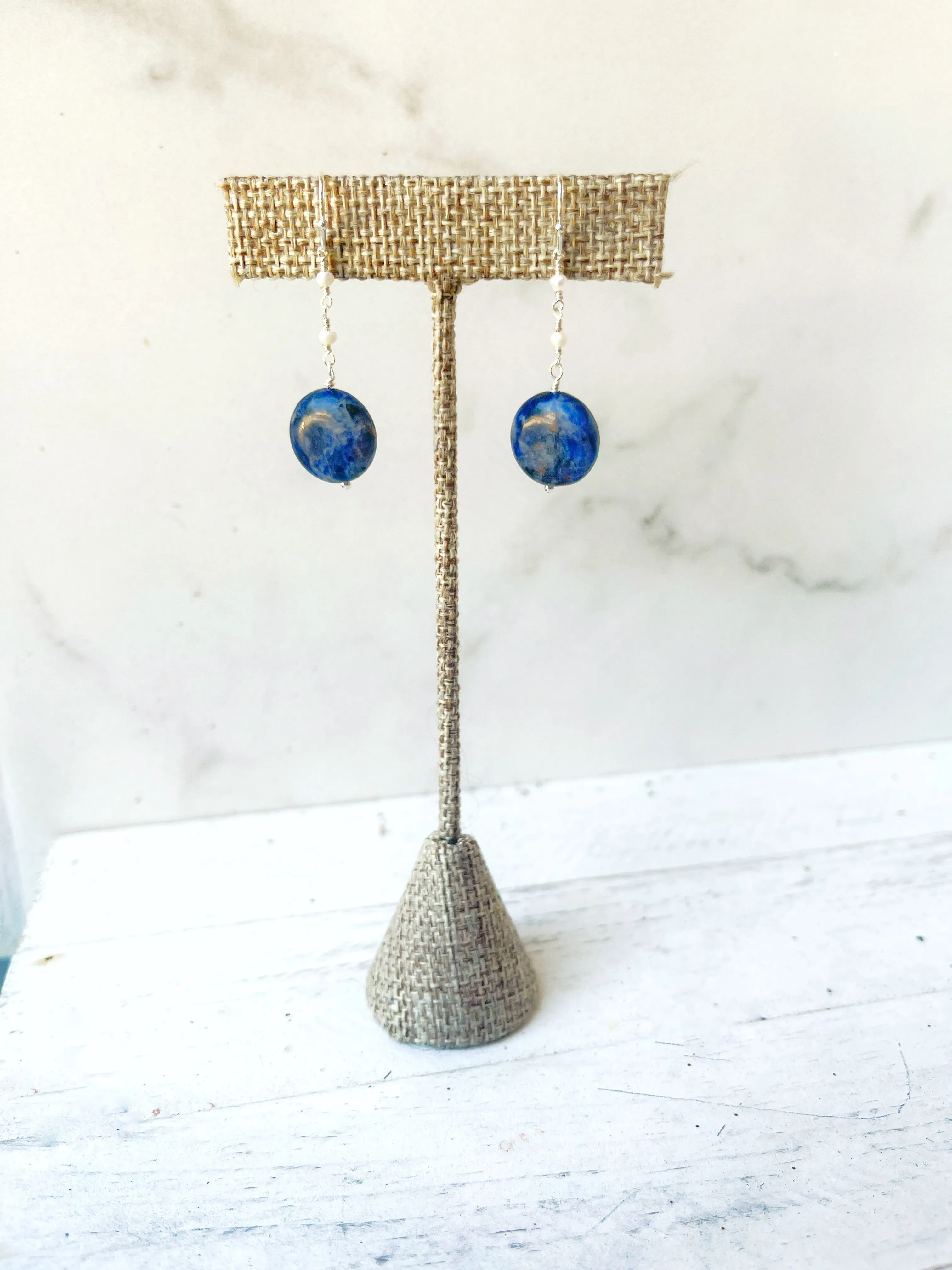 Sodalite & Pearl Earrings