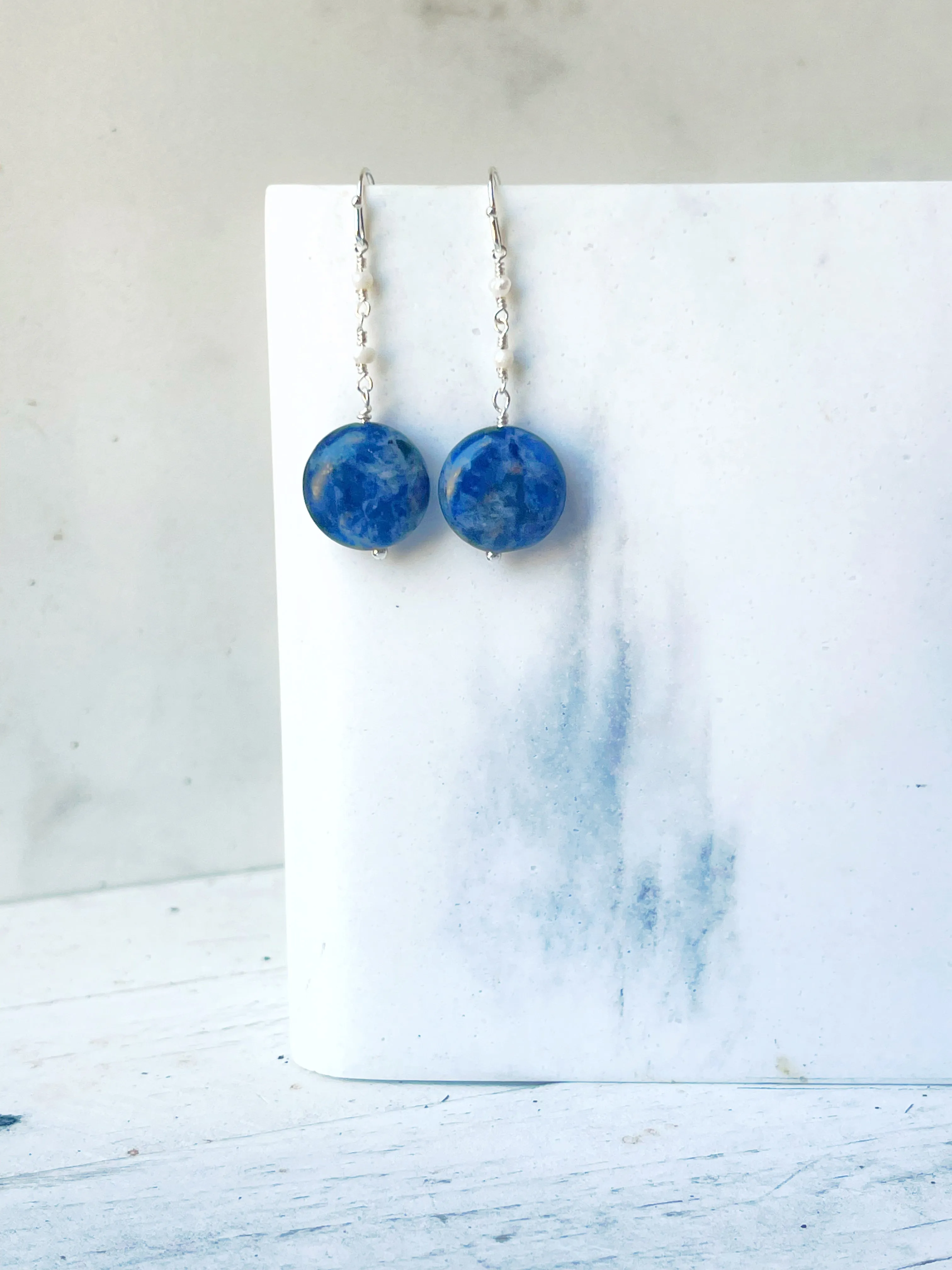 Sodalite & Pearl Earrings