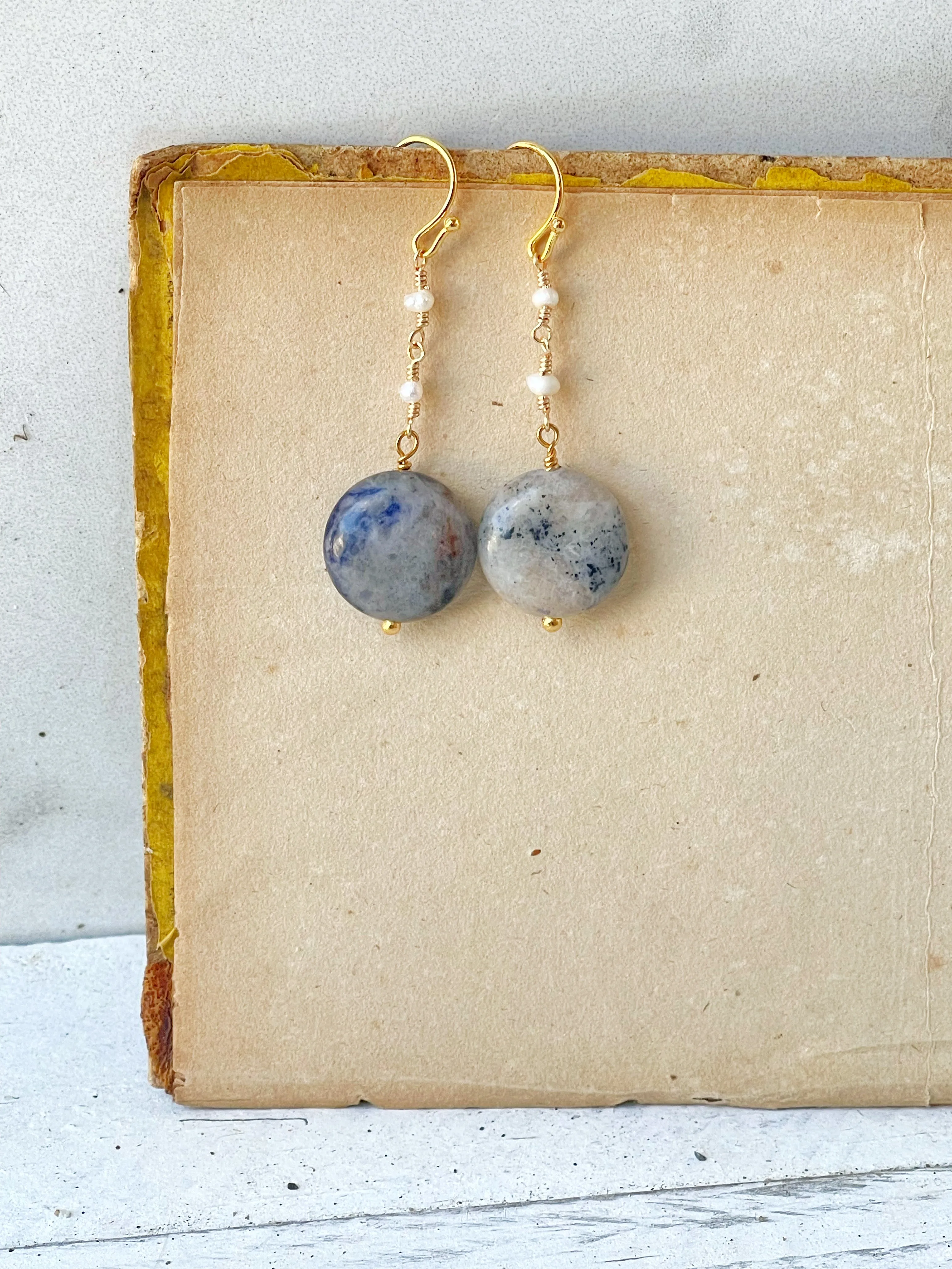 Sodalite & Pearl Earrings