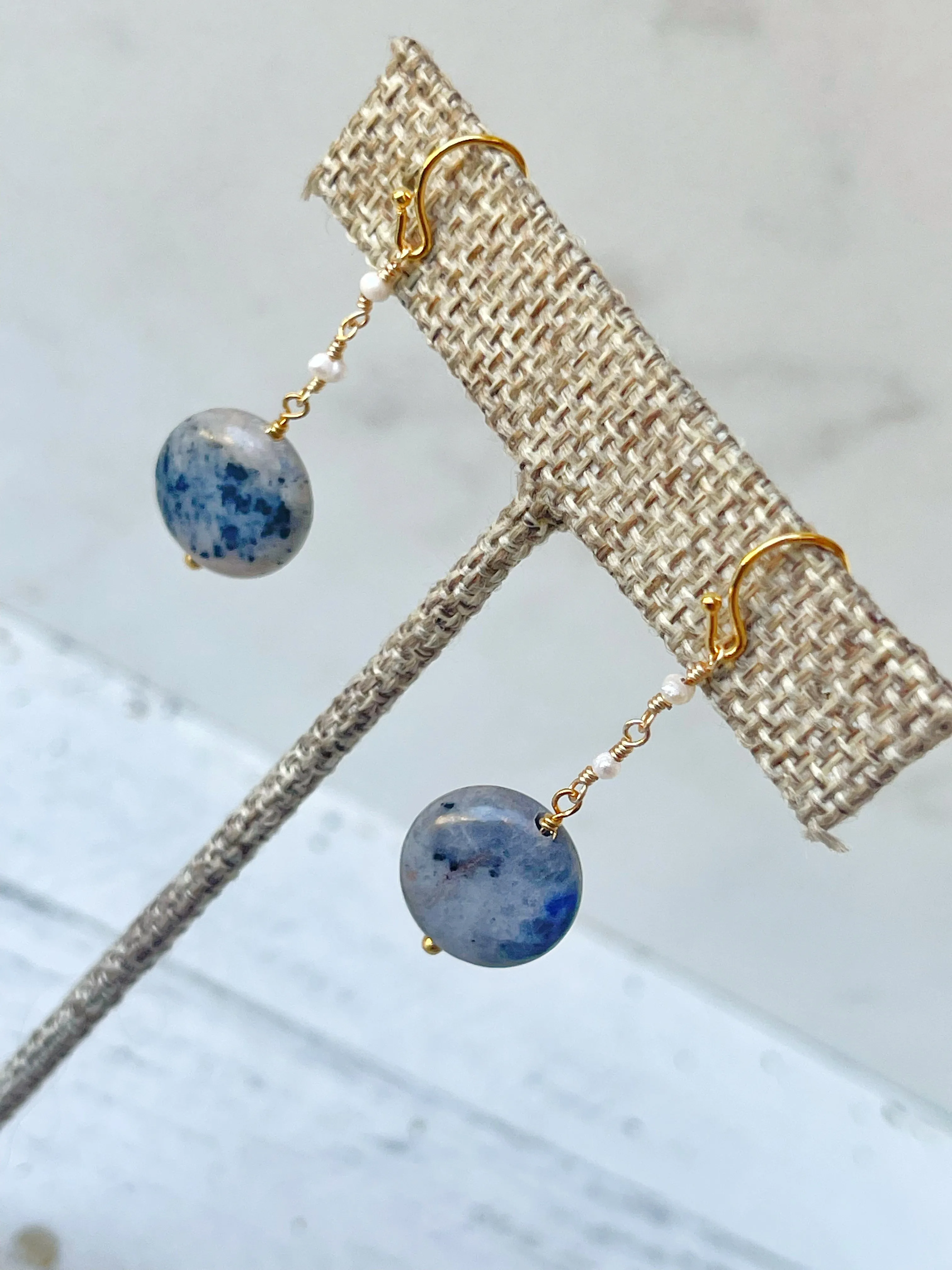 Sodalite & Pearl Earrings