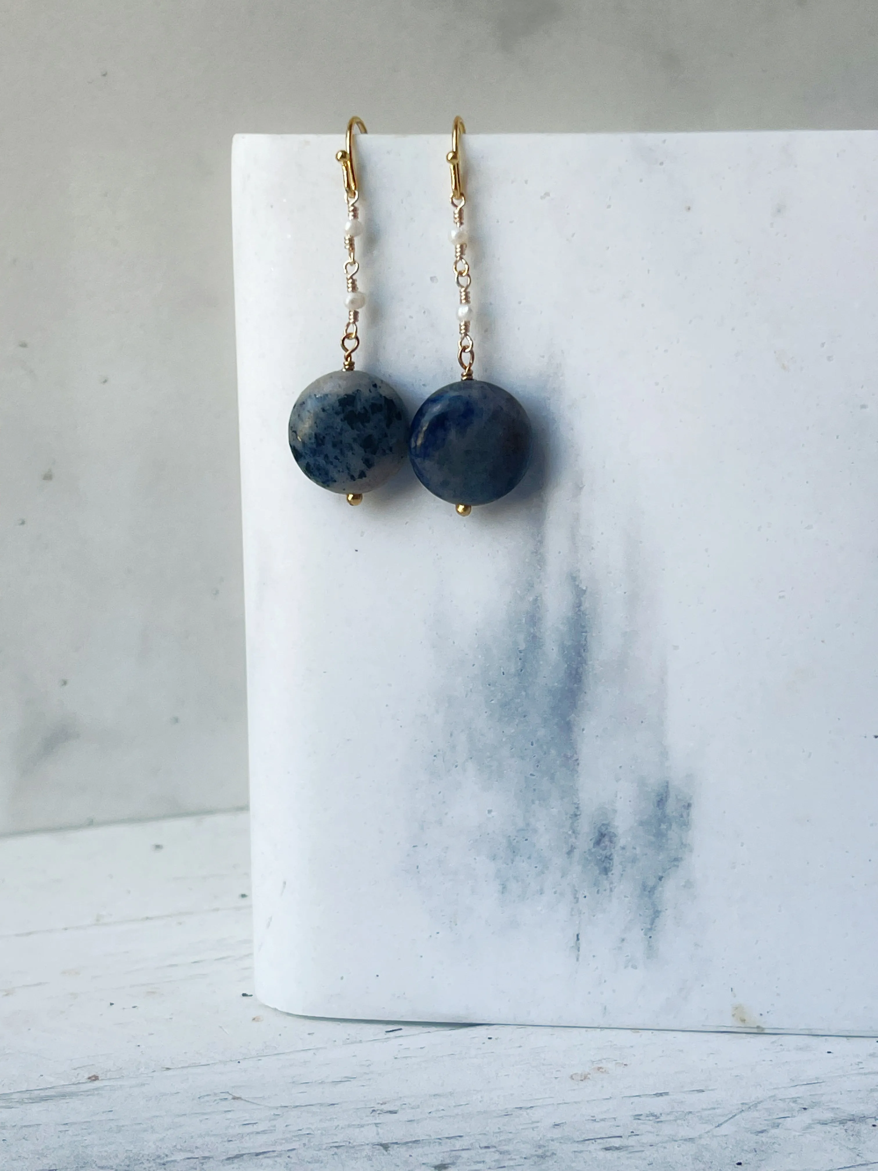 Sodalite & Pearl Earrings