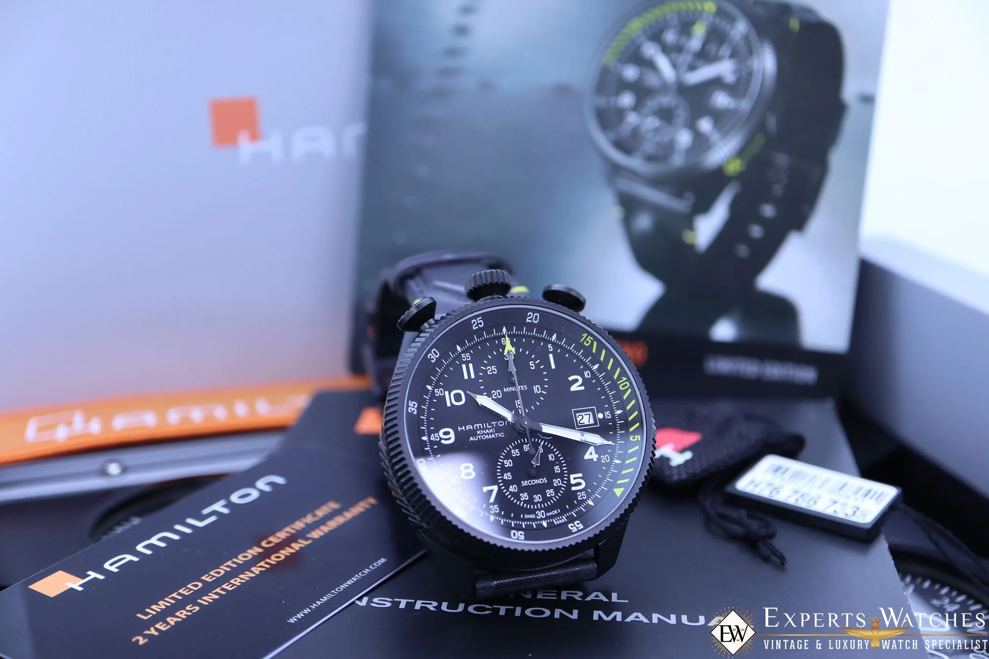 Sold!!! HAMILTON TAKEOFF Limited Edition H76786733 BullHead Chronograph KHAKI Aviation